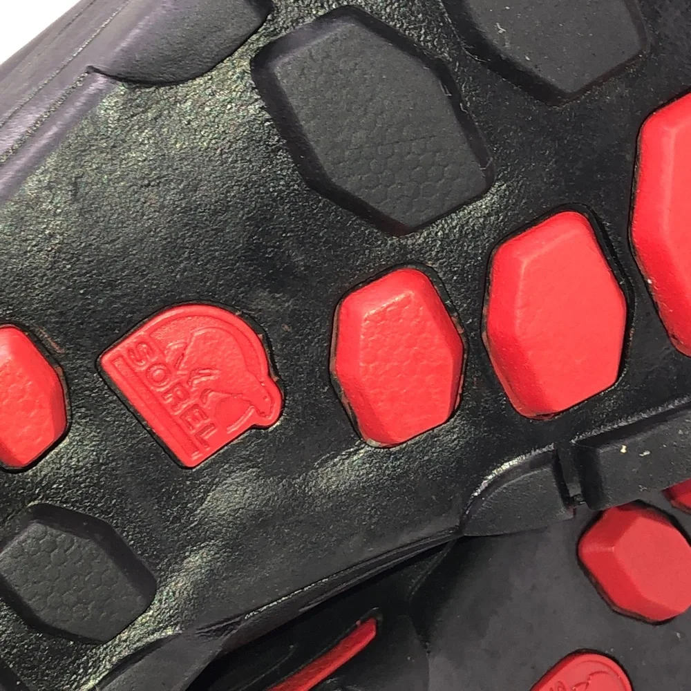 SOREL Sneaky Pete KID'S Size 3 Black Sail Red Leather WINTER Ankle Snow Boots